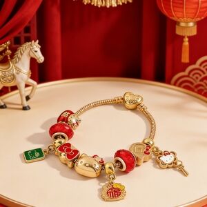 Limited Edition Hello Kitty "Lunar Luck" 14K Gold-Tone Charm Bracelet